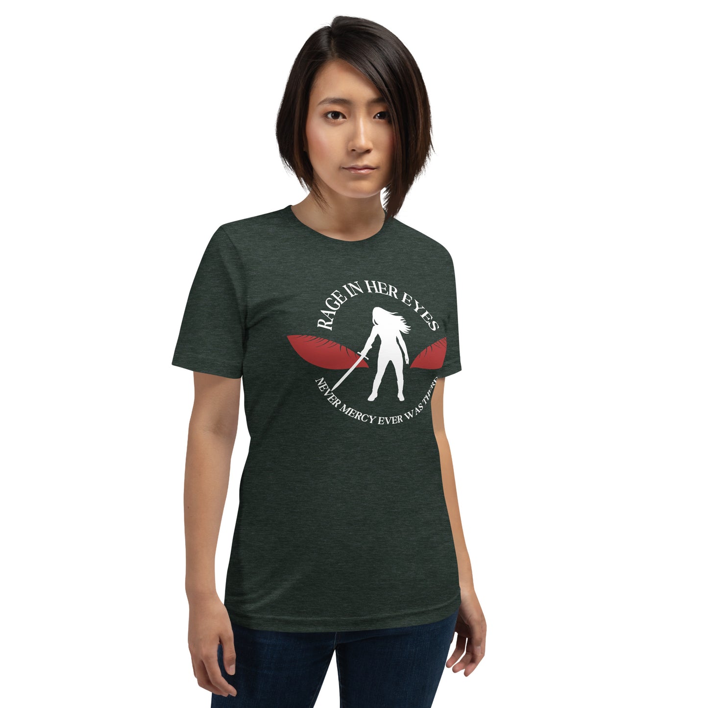 Rage In Her Eyes Unisex T-Shirt (red eyes)