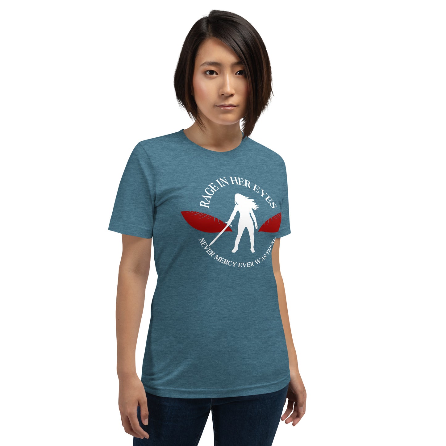 Rage In Her Eyes Unisex T-Shirt (red eyes)
