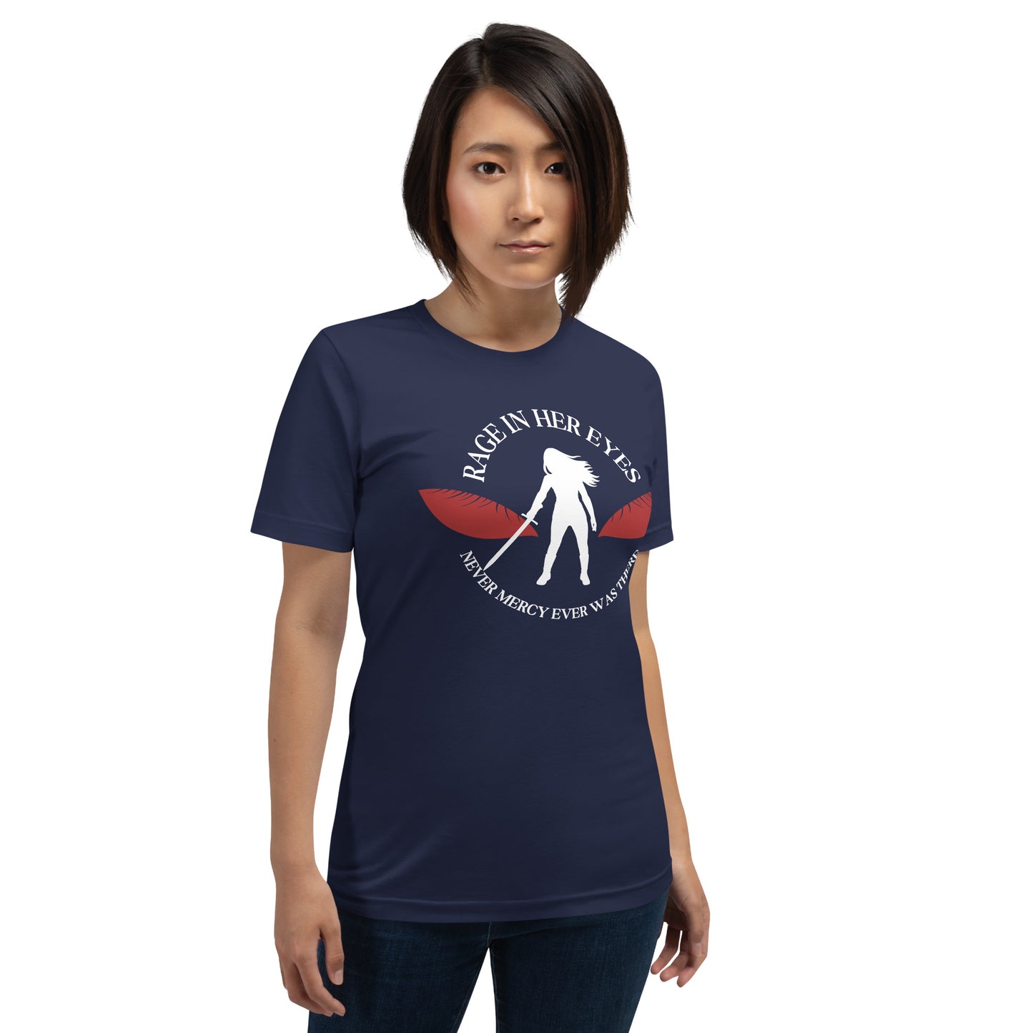 Rage In Her Eyes Unisex T-Shirt (red eyes)